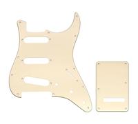 Musiclily Pro 11 Agujeros ST Golpeador y Placa Trasera para Guitarra Eléctrica Squier Sonic Strat SSS, 3 capas Crema