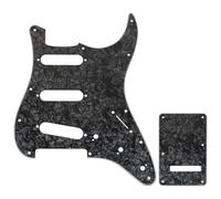 Musiclily Pro 11 Agujeros ST Golpeador y Placa Trasera para Guitarra Eléctrica Squier Sonic Strat SSS, 4 capas Black Pearl