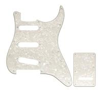 Musiclily Pro 11 Agujeros ST Golpeador y Placa Trasera para Guitarra Eléctrica Squier Sonic Strat SSS, 4 capas Aged White Pearl
