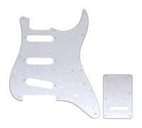 Musiclily Pro 11 Agujeros ST Golpeador y Placa Trasera para Guitarra Eléctrica Squier Sonic Strat SSS, 4 capas White Pearl