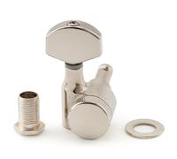 Musiclily Pro 15:1 Ratio Individuales 1-Pin Clavija de Afinación Bloqueo Lado Graves Clavijero Bloqueantes con Botón Hexagonal para Guitarra Eléctrica tipo SQ Strat Tele, Niquelado