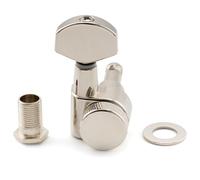Musiclily Pro 15:1 Ratio Individuales 2-Pin Clavija de Afinación Bloqueo Lado Graves Clavijero Bloqueantes con Botón Hexagonal para Guitarra Eléctrica tipo SQ Strat Tele, Niquelado