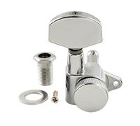 Musiclily Pro 15:1 Ratio Individuales Clavija de Afinación Bloqueo Lado Graves Clavijero Bloqueantes con Botón Hex Grande Tornillo ángulo Recto para Guitarra Eléctrica Acústica, Cromado