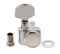 Musiclily Pro 16:1 Ratio Individuales 2-Pin Clavija de Afinación Bloqueo Lado Graves Clavijero Bloqueantes con Botón Hexagonal para Guitarra Eléctrica Fender Strat Tele, Cromado