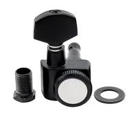 Musiclily Pro 16:1 Ratio Individuales 2-Pin Clavija de Afinación Bloqueo Lado Graves Clavijero Bloqueantes con Botón Hexagonal para Guitarra Eléctrica Fender Strat Tele, Negro
