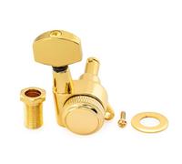 Musiclily Pro 18:1 Ratio Individuales Clavija de Afinación Bloqueo Lado Graves Clavijero Bloqueantes con Botón Hex Tornillo 45° para Guitarra Eléctrica tipo Strat Tele, Dorado