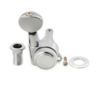 Musiclily Pro 18:1 Ratio Individuales Clavija de Afinación Bloqueo Lado Graves Clavijero Bloqueantes con Botón Oval Vintage Tornillo 46° para Guitarra Eléctrica tipo Strat Tele, Cromado