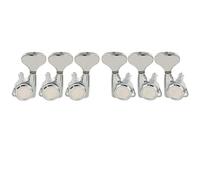 Musiclily Pro 3L+3R Ratio 18:1 Sellado Guitarra Clavijeros Bloqueo Clavijas de Afinación con Botones Y-Style Tornillo 45 Grados para Guitarra Eléctrica/Acústica tipo LP SG, Cromado