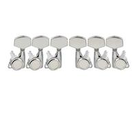 Musiclily Pro 3L+3R Ratio 18:1 Sellado Guitarra Clavijeros Bloqueo Clavijas de Afinación con Botones Hexagonales Grandes Tornillo 45 Grados para Guitarra Eléctrica/Acústica tipo LP SG, Cromado