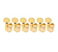 Musiclily Pro 6 en línea 2-Pin Clavijas de Afinación Bloqueo 18:1 Ratio Clavijeros Bloqueantes con Botón Hex para Guitarra Eléctrica Fender Strat Tele, Dorado