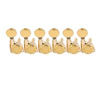 Musiclily Pro 6 en Línea Clavijas Bloqueo de Guitarra Clavijeros Ratio 18:1 para Guitarra Eléctrica tipo Strat Tele, Dorado con Botones Ovales Vintage