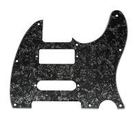 Musiclily Pro 8 Agujeros Golpeador para guitarra eléctrica tipo Tele Brent Mason, Black Pearl 4 Capas