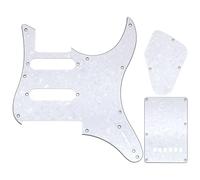 Musiclily Pro 9 Agujeros Golpeador Pickguard Placa Trasera Trémolo y Placa Cavidad de Control Set para Guitarra Eléctrica Yamaha PAC112V, 4 capas White Pearl