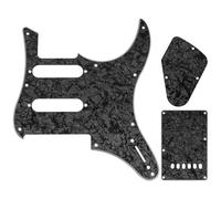 Musiclily Pro 9 Agujeros Golpeador Pickguard Placa Trasera Trémolo y Placa Cavidad de Control Set para Guitarra Eléctrica Yamaha PAC112V, 4 capas Black Pearl