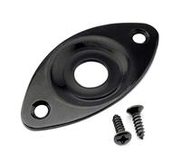 Musiclily Pro Acero Dentado Curvado Placa de Jack Oval para Guitarra Eléctrica y Bajo, Negro