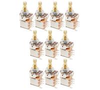 Musiclily Pro B500K Potenciómetro Push-Push Latón Métrica Split Standard Shaft 9,5mm Lineal Taper Pot para Guitarra Eléctrica Bajo (Set de 10)