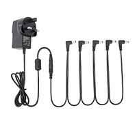 Musiclily Pro Estándar UK 9V DC Adaptador de Fuente de Alimentación Pedal de Efecto Guitarra con Cable de Conexión Cadena de 5 Vías y Cable Polaridad Inversa