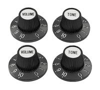 Musiclily Pro Fino 24 Estrías Botones Potenciómetro de Sombrero Bruja Tono Volumen Witch Hat Knobs para Guitarra Eléctrica Bajo Amplificador Pedal de Efecto, Negro (Set 2T2V)