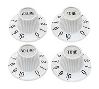 Musiclily Pro Fino 24 Estrías Botones Potenciómetro de Sombrero Bruja Tono Volumen Witch Hat Knobs para Guitarra Eléctrica Bajo Amplificador Pedal de Efecto, Blanco (Set 2T2V)
