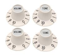 Musiclily Pro Fino 24 Estrías Botones Potenciómetro de Sombrero Bruja Tono Volumen Witch Hat Knobs para Guitarra Eléctrica Bajo Amplificador Pedal de Efecto, Aged White (Set 2T2V)