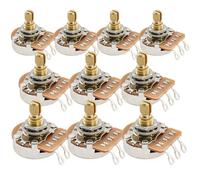 Musiclily Pro HD A1 Meg Potenciómetros Latón Métrica Split Short Shaft 6,5mm Audio Taper Poti para Guitarra Eléctrica Bajo(Set de 10)