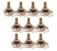Musiclily Pro HD A25K Potenciómetros Latón Standard Split Shaft 3/8" Audio Taper Poti para Pastillas Activa Guitarra Eléctrica Bajo(Set de 10)