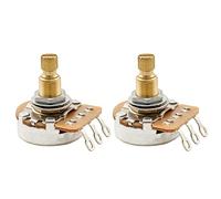 Musiclily Pro HD A500K Latón Métrico Grueso 18 Estrías Split Shaft Potenciómetro Linear Taper para Guitarra Eléctrica Bajo(Set de 2)