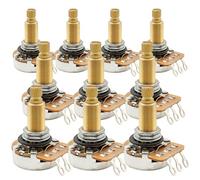 Musiclily Pro HD A500K Potenciómetros Latón Métrica Split Long Shaft 19mm Audio Taper Poti para Guitarra Eléctrica Bajo (Set de 10)