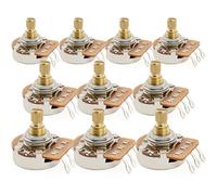 Musiclily Pro HD A500K Potenciómetros Latón Métrica Split Short Shaft 6,5mm Audio Taper Poti para Guitarra Eléctrica Bajo(Set de 10)