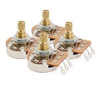 Musiclily Pro HD A500K Potenciómetros Latón Métrica Split Short Shaft 6,5mm Audio Taper Poti para Guitarra Eléctrica Bajo(Set de 4)