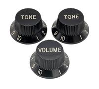 Musiclily Pro Imperial Pulgadas Tamaño Botones de Potenciómetros 2 Tono 1 Volumen Perillas Set para Guitarra Eléctrica USA Strat Style, Negro