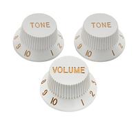 Musiclily Pro Imperial Pulgadas Tamaño Botones de Potenciómetros 2 Tono 1 Volumen Perillas Set para Guitarra Eléctrica USA Strat Style, Blanco