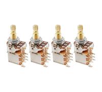 Musiclily Pro Métrico A500K Potenciómetros Push/Push Eje Dividido Set de 4 | Latón 9,5mm, Audio Poti, para Guitarra Eléctrica Bajo