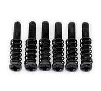 Musiclily Pro Métrico M3x20mm Tornillos y Muelles Entonación de Selleta de Acero para Puente Trémolo de Guitarra Eléctrica tipo Tele Importación, Negro (Juego de 6)