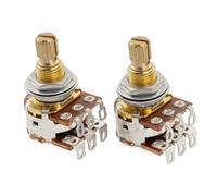 Musiclily Pro MN250K Mini Potenciómetros Latón Métrico Split Standard Shaft 9,5mm Blend Pots Doble Balance con Retén Central para Guitarra Eléctrica Bajo (Set de 2)