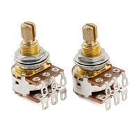 Musiclily Pro MN500K Mini Potenciómetros Latón Métrico Split Standard Shaft 9,5mm Blend Pots Doble Balance con Retén Central para Guitarra Eléctrica Bajo (Set de 2)