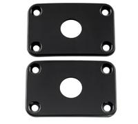 Musiclily Pro Plástico Curvada Jack Plate Placa Rectangular para Guitarra Electrica, Negro (Juego de 2)