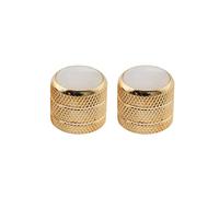 Musiclily Pro Pulgada Fina 24 Estrías Acero Botón de Potenciómetro Dome Knobs Top Nácar Push-on Perillas para USA Guitarra Eléctrica o Bajo, Dorado(2 Piezas)