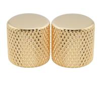 Musiclily Pro Pulgada Fina 24 Estrías Acero Botón de Potenciómetro Punta Plana Knobs Push-on Perillas para USA Guitarra Eléctrica o Bajo, Dorado(2 Piezas)
