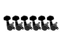Musiclily Pro R15J-12 6 en Línea 15:1 Clavijas de Bloqueo Clavijeros Negro | Botón Hexagonal, para Guitarra Eléctrica Fender Strat Tele