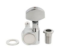 Musiclily Pro R15J 15:1 Ratio Individuales 1-Pin Clavija de Afinación Lado Agudo Clavijero con Botón Hexagonal para Guitarra Eléctrica Squier Strat Tele, Cromado