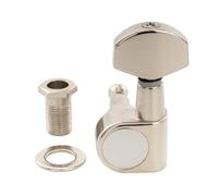 Musiclily Pro R15J 15:1 Ratio Individuales 2-Pin Clavija de Afinación Bloqueo Lado Agudo Clavijero Bloqueantes con Botón Hexagonal para Guitarra Eléctrica Squier Strat Tele, Nickel