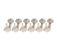 Musiclily Pro R15J Zurdos 6 en línea Clavija de Afinación Bloqueo 15:1 Ratio Clavijero Bloqueantes con Botón Hexagonal para Guitarra Eléctrica tipo Strat Tele, Nickel