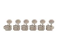 Musiclily Pro R15J Zurdos 6 en Línea Semi-Sellado Vintage Clavijas de Afinación 15:1 Ratio Split Shaft Clavijeros con Botón Ovalado para Guitarra Eléctrica Fender Squier Strat Tele, Nickel