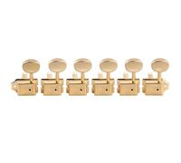 Musiclily Pro R15J Zurdos 6 en Línea Semi-Sellado Vintage Clavijas de Afinación 15:1 Ratio Split Shaft Clavijeros con Botón Ovalado para Guitarra Eléctrica Fender Squier Strat Tele, Dorado