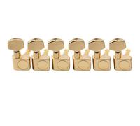 Musiclily Pro R15T-02 6 en Línea 16:1 2-pins Clavijas Clavijeros Dorado | Botón Hexagonal, para Guitarra Eléctrica tipo Fender Strat/Tele