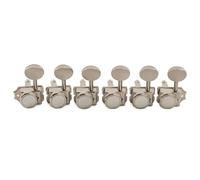 Musiclily Pro R15T Gaucher Semi-scellée 6 en Ligne Mécaniques à Blocage 14:1 Ratio Vintage Hybride Locking Tuners avec Bouton Ovale Vintage pour Guitare électrique Fender Squier Strat Tele, Nickel