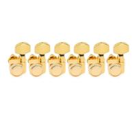 Musiclily Pro R18K-06 Zurdos 6 en línea 18:1 2-Pin Clavijas Bloqueo Dorado | Clavijeros Bloqueantes, con Botón Hexagonal, para Guitarra Eléctrica Fender Strat Tele