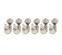 Musiclily Pro R18K-12 Zurdos 6 en línea 18:1 2-Pin Clavijas Bloqueo Nickel | Clavijeros Bloqueantes, con Botón Oval Vintage, para Guitarra Eléctrica Fender Strat Tele