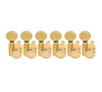 Musiclily Pro R18K-13 6 en línea 18:1 Ratio 2-Pin Clavijas Bloqueo Dorado | Clavijeros Bloqueantes, con Botón Oval Vintage, para Guitarra Eléctrica Fender Strat Tele
